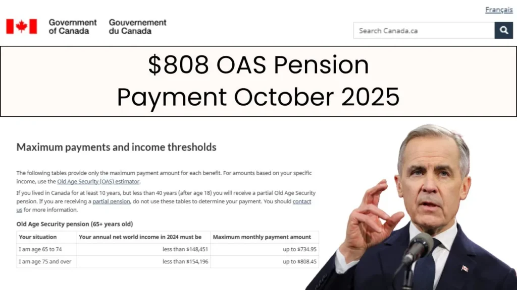 $808 OAS Pension Payment October 2025
