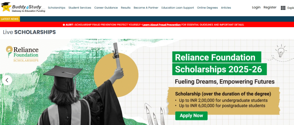 Application Process For Reliance Foundation Scholarships 2025-26